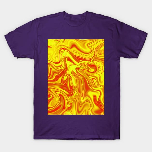 Yellow and Red Digital Fluid Art T-Shirt by KaSaPo